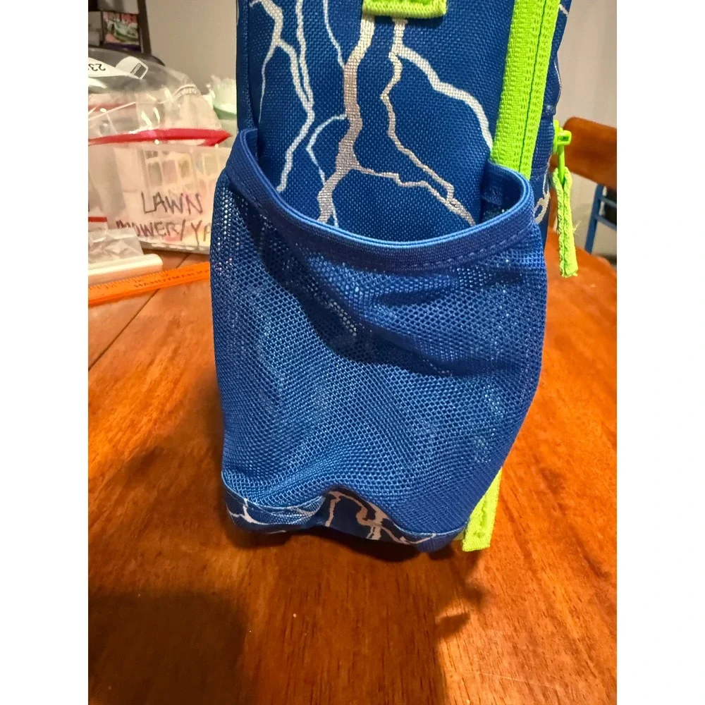 Lands End Kids Blue Lightning Bolt Insulated Lunch Box‎ Neon Green